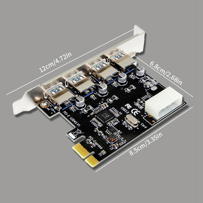 1 Pcs 4 Ports USB 3.0 PCI-E Expansion Card PCI Express Pcie USB 3.0 Hub Adapter Controller PCI E Pcie Express Adapter Card