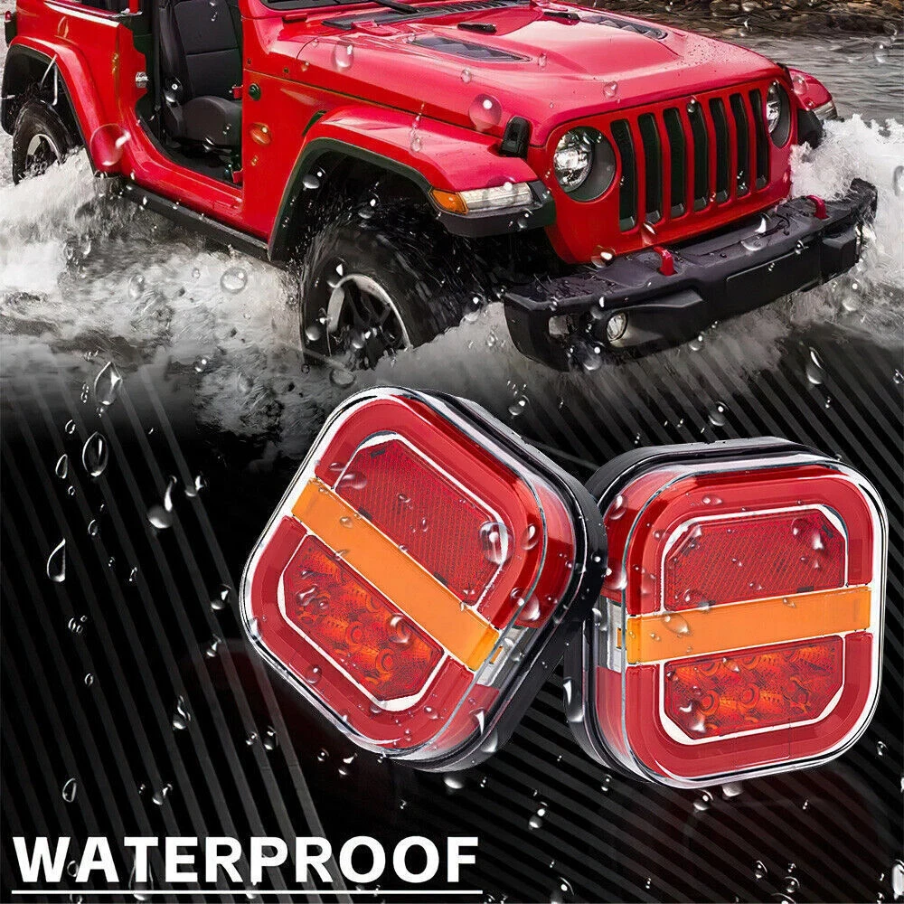 

2pcs Car LED Rear Tail Light Car Stop Brake Dynamic Indicator Lamp Durable Red Plastic For Trailer Truck Car Accessories 12v 24v