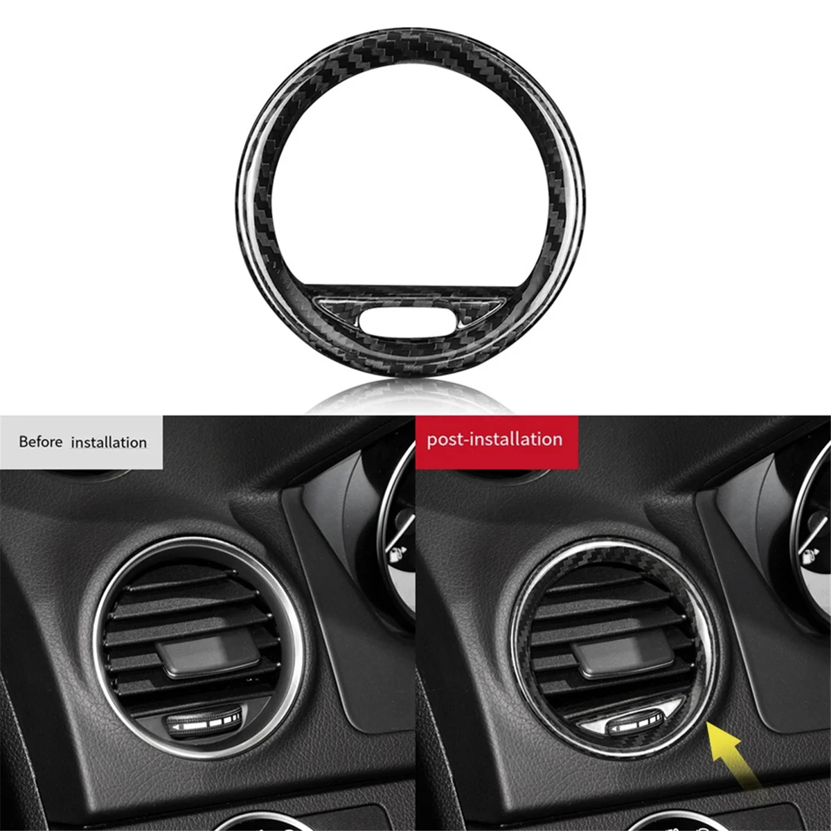 Car Interior Carbon Fiber Air Vent Panel Trim for 2012-2019 Air Vent Decorative Frame