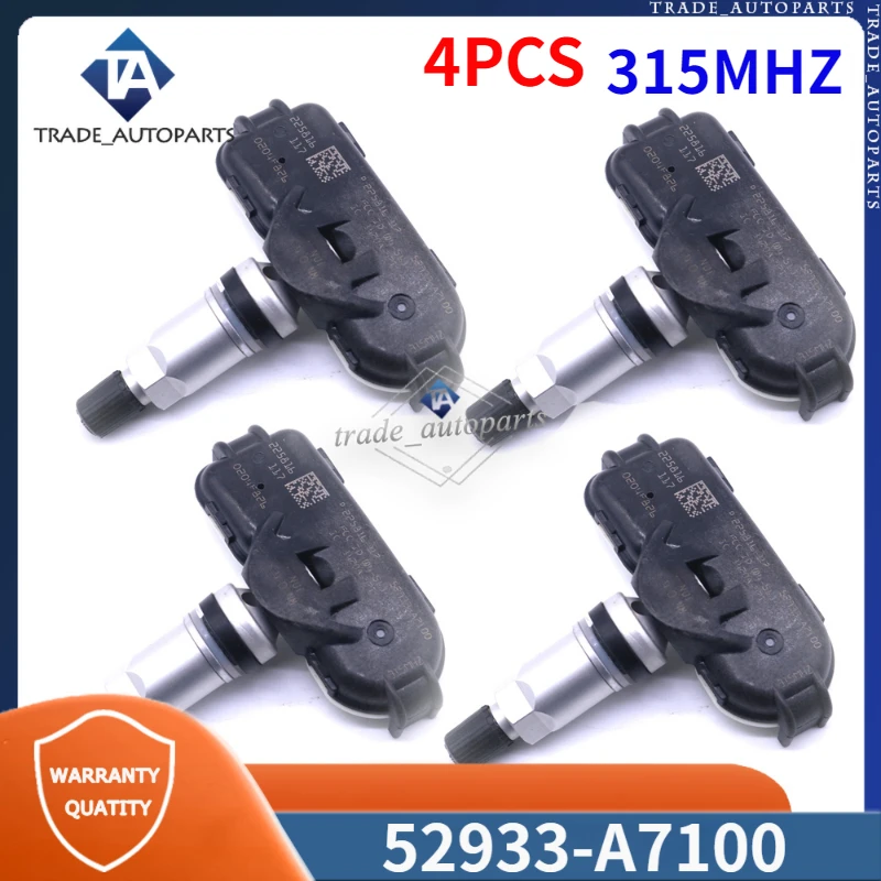 4PCS Car Tire Pressure Sensor 52933-A7100 For 2012-2017 Hyundai Elantra 2013-2019 Kia Forte 315MHz TPMS TYRE SENSORS 52933A7100