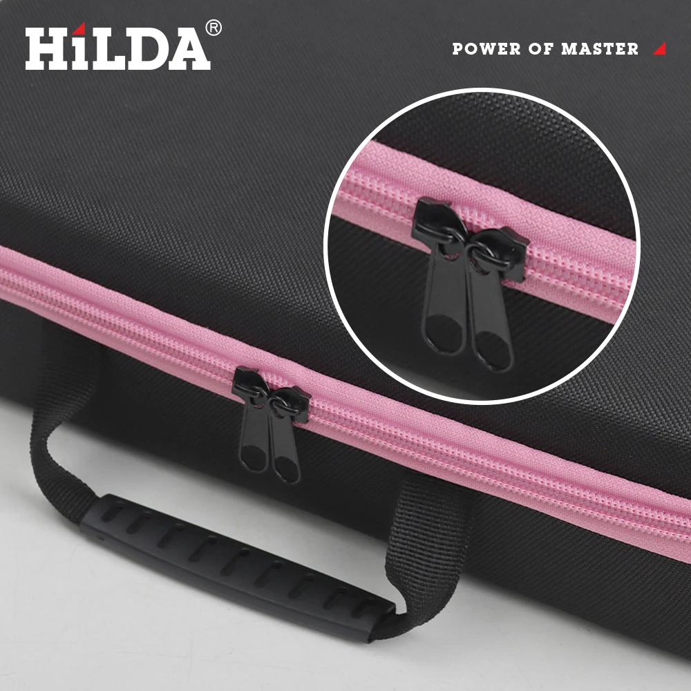 حقيبة أدوات هيلدا الوردية المحمولة من قماش أكسفورد لتخزين أدوات الحفر الكهربائية حقيبة حمل مضادة للصدمات