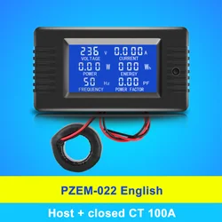 PZEM-022 AC Digital Power Meter Wattmeter AC 80V-260V 32A 63A 100A Energy Tester Voltage Current Power Frequency Meter Voltmeter