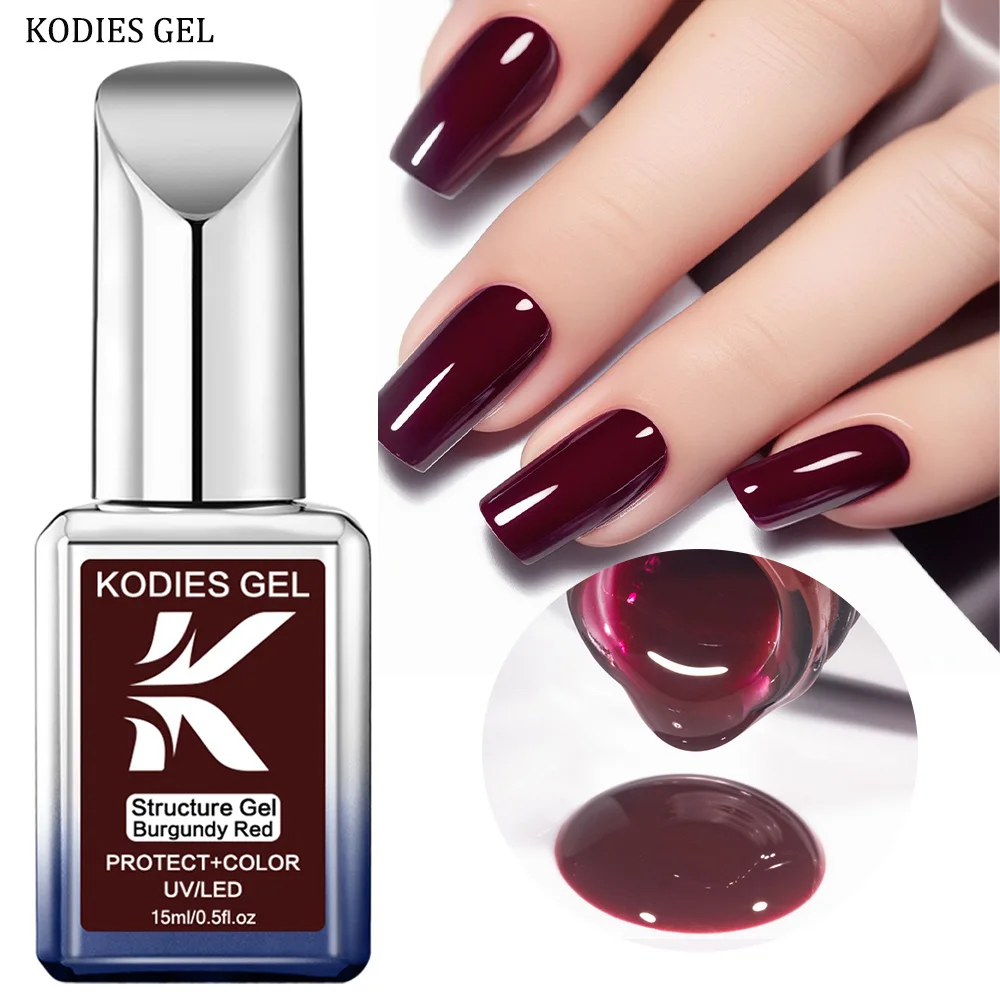 

KODIES GEL Винно-красная резиновая основа Гель-лак для ногтей Бордовая красноваточная структура УФ-гель Полуперманентный гель-лак Soak Off Manicure