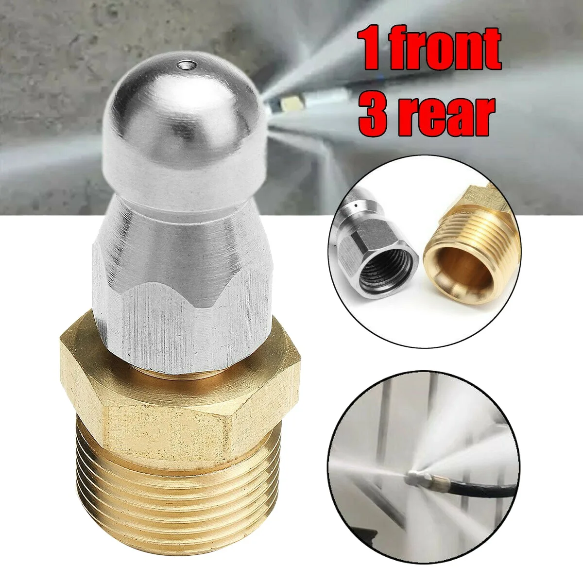 M22 F14 Nozzle High Pressure Washer Jetter Sewer Drain Dredge Cleaner