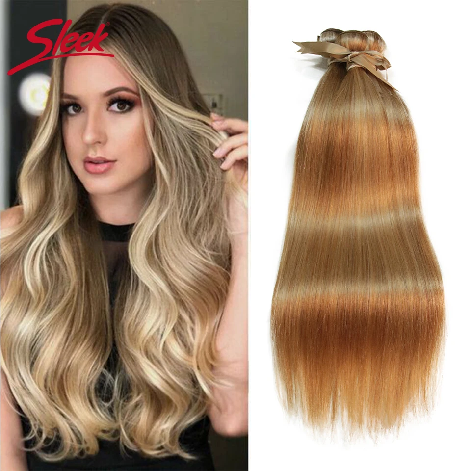 Sleek-extensiones de cabello humano liso, mechones de pelo peruano Remy P27/23 P6/22 P8/22, 10-24 pulgadas