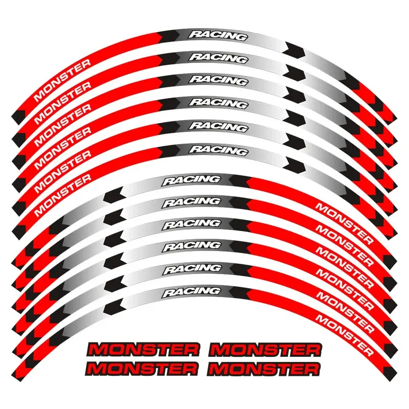 Motorcycle Wheel Sticker Decal Reflective Rim Suitable For DUCATI MONSTER 1200/S/R 821 796 696 1000 900 S4R S4 400 620 695