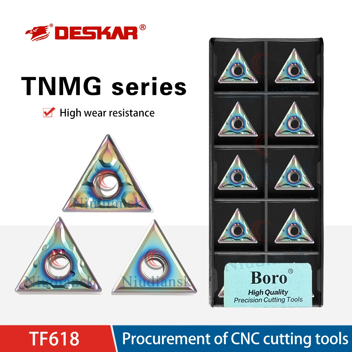 

TNMG160404/160408-MA/MS/TF TF618 TF918 Токарный станок с ЧПУ Треугольный семь цветов Наружные круглые токарные инструменты Обработка закаленной стали