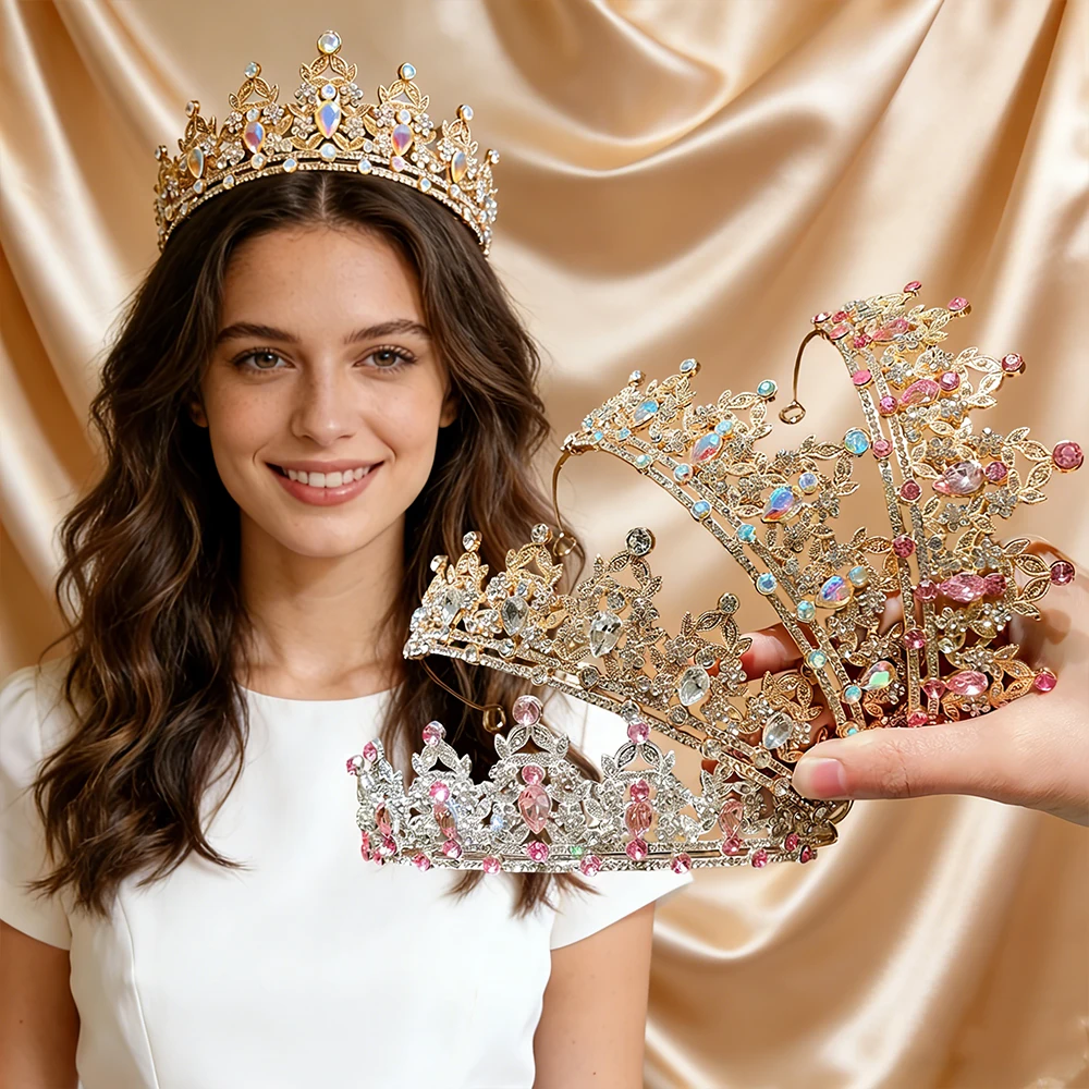 

Набор из 4 модных винтажных барочных тиар: Изысканные разноцветные хрустальные короны для свадеб, выпускных и конкурсов красоты