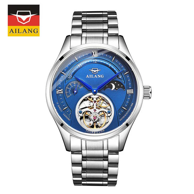 

AILANG Tourbillon Men Watches Top Brand Luxury Waterproof Moon Phase Automatic Mechanical Watch Men's Skeleton Clock Relogio