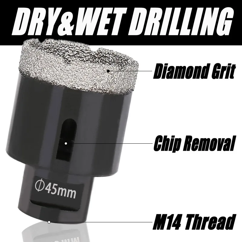 1 قطعة M14 الموضوع الماس هول المنشار الأساسية مثقاب الخشب 6 مللي متر 8-16 مللي متر الجافة فراغ Holesaw زاوية طاحونة أداة ل سيراميك الجرانيت الرخام #5