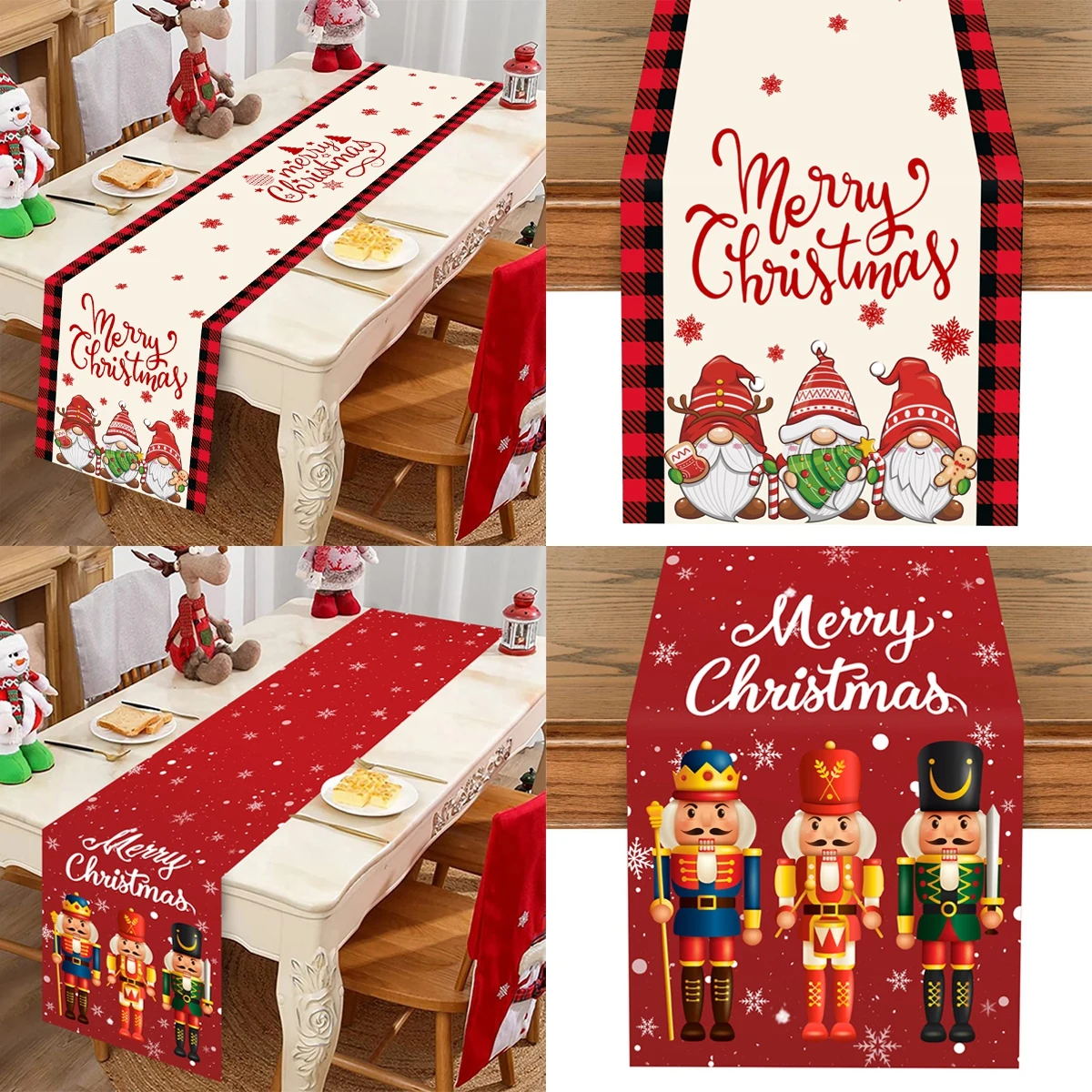 Christmas Nutcracker Table Flag Navidad Natal Noel Faceless Doll Table Runner Merry Christmas Decor For Home 2024 New Year 2025