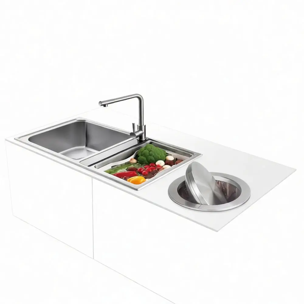 Swing Flap Kitchen Trash Bin Lid Stainless Steel Built In Countertop Waste Chute Cover Bathroom Cabinet Recessed Entry