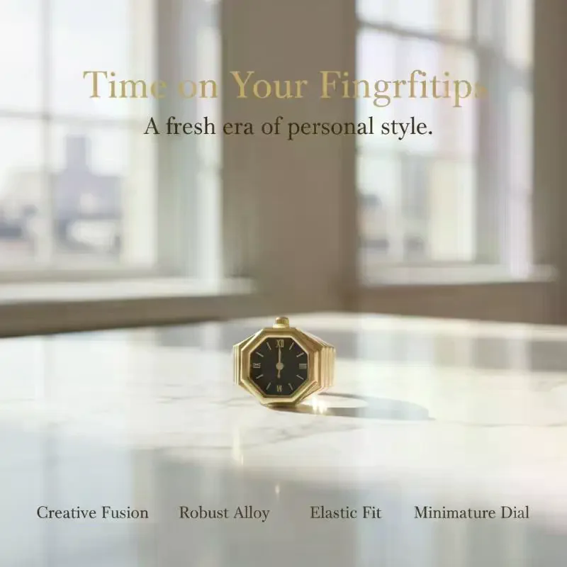 Ring Watch Mini Finger Watch Creative Alloy Shell Square Dial Couple Men Women Jewelry Gift