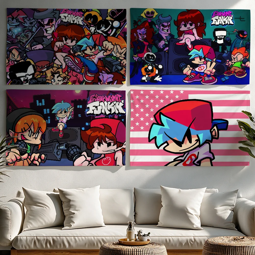 Game Friday Night Funkin flag Tapestries Outdoor Parties Bedrooms Living Rooms Dorm Rooms Wall Decor Banners Gifts