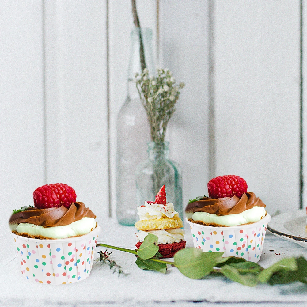 

200pcs Disposable Oil Paper Cup Cake Baking Cups for Cupcakes Dessert Bowls Mini Cheesecake Party Supplies Leak Resistant