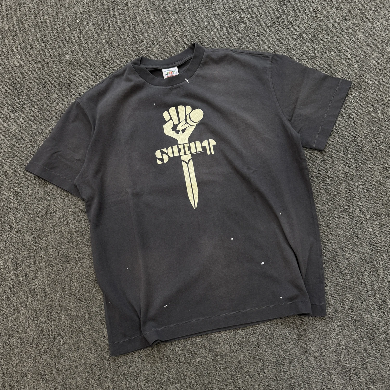 

Винтажная футболка SAINT of MICHAEL с коротким рукавом, ретро-принтом и узором, хлопковая, уличный стиль, грязеотталкивающая