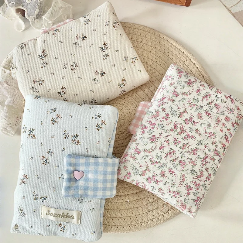 A6 Handmade Floral Print  Clover Book Jacket Original Book Cover Portable Ledger, Notepad, Diary Protective Case