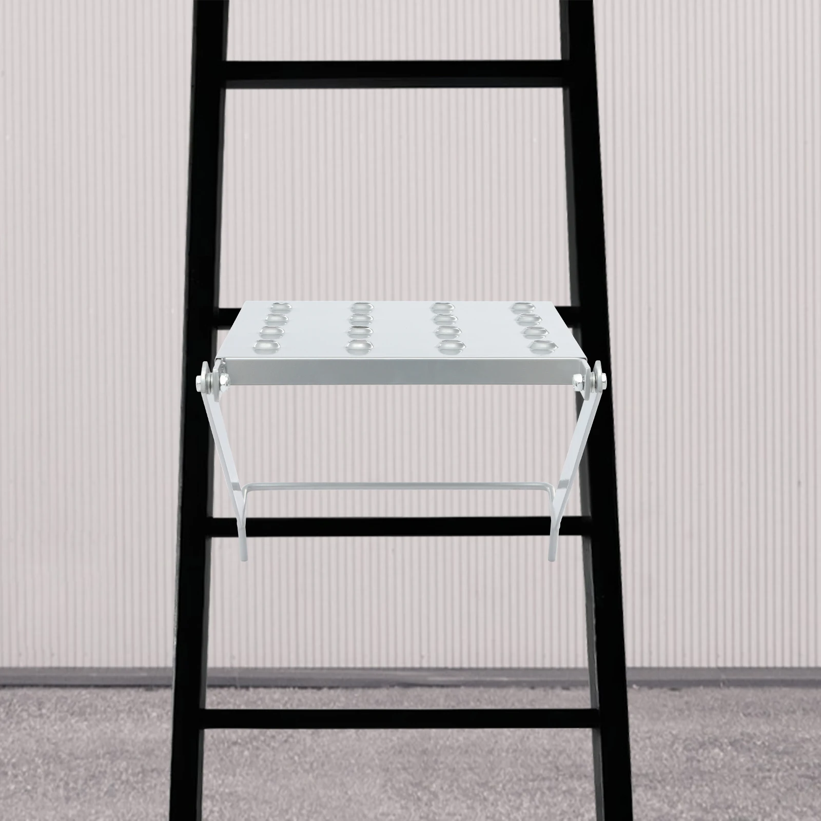 Ladder-Mounted Work Platform, Hanging Step Platform w/ 330 lbs Capacity, Easy-Install Workshop Platform, Sturdy Silver Tool Tray