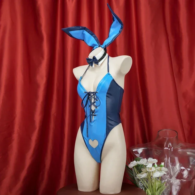 КосплейАниме Bunny Girl Love Hollow Leather Halter Drum Suit, униформа, косплей на Хэллоуин, милое нижнее белье для ролевых игр с кроликом