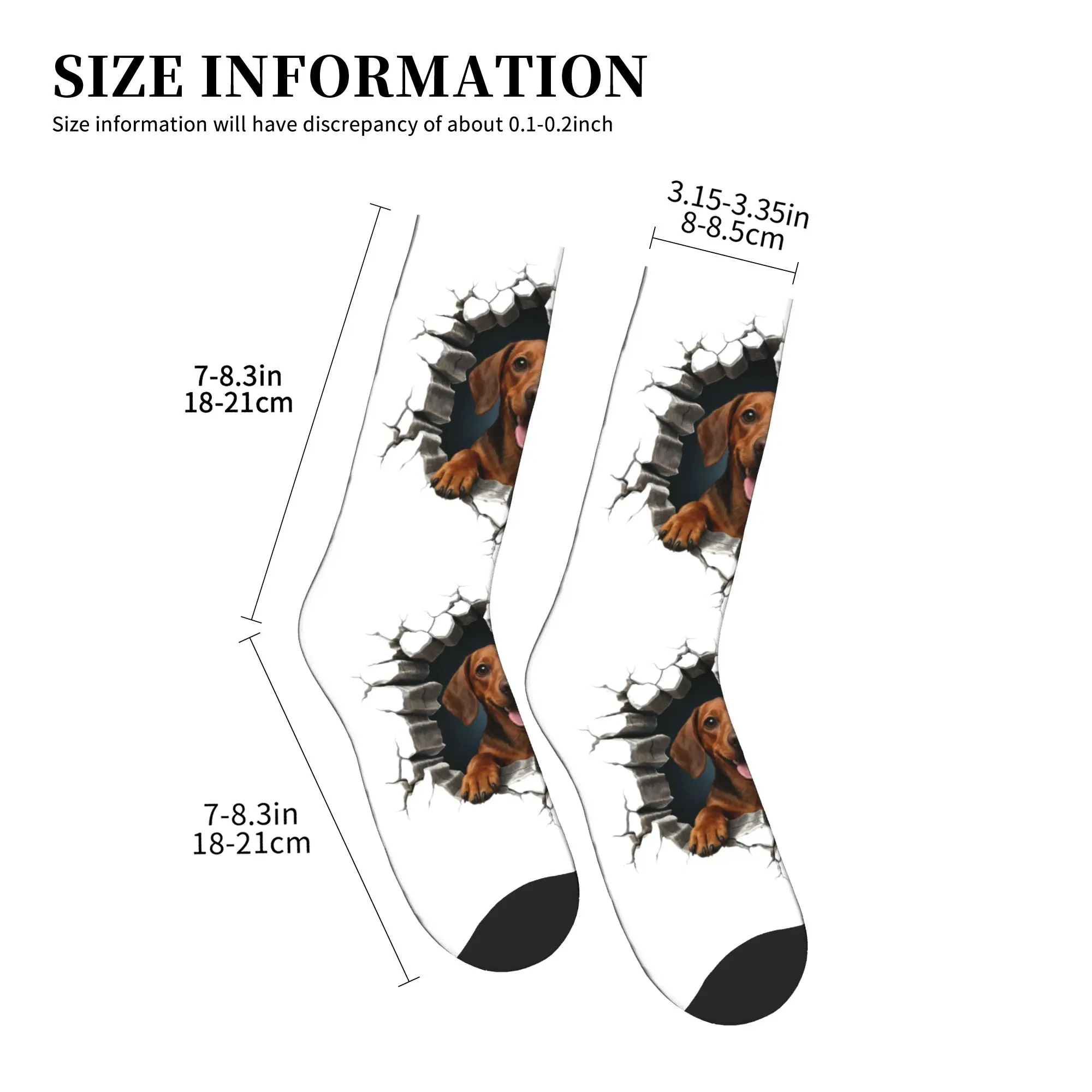 Funny Printed Breaking Through Dachshund Dog Socks for Men Women Stretchy Summer Autumn Winter  Crew Socks view 4