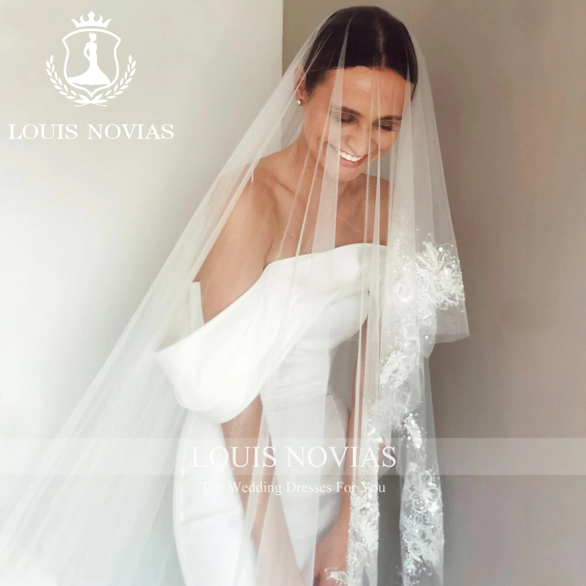 

LOUIS NOVIAS свадебное платье для женщин современное атласное свадебное платье с открытыми плечами и бантом Vestidos De Novia
