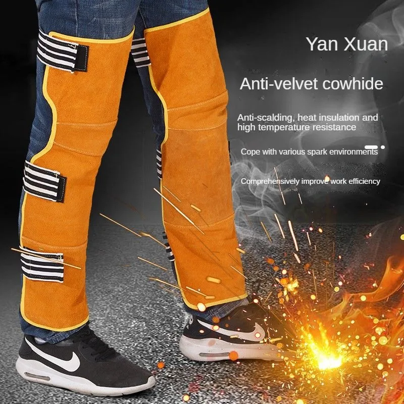 Cowhide Welding Protectors Anti-fire Thermal Insulation Flame Retardant Welder Leg Protection Foot Safety Shields Cowskin Covers