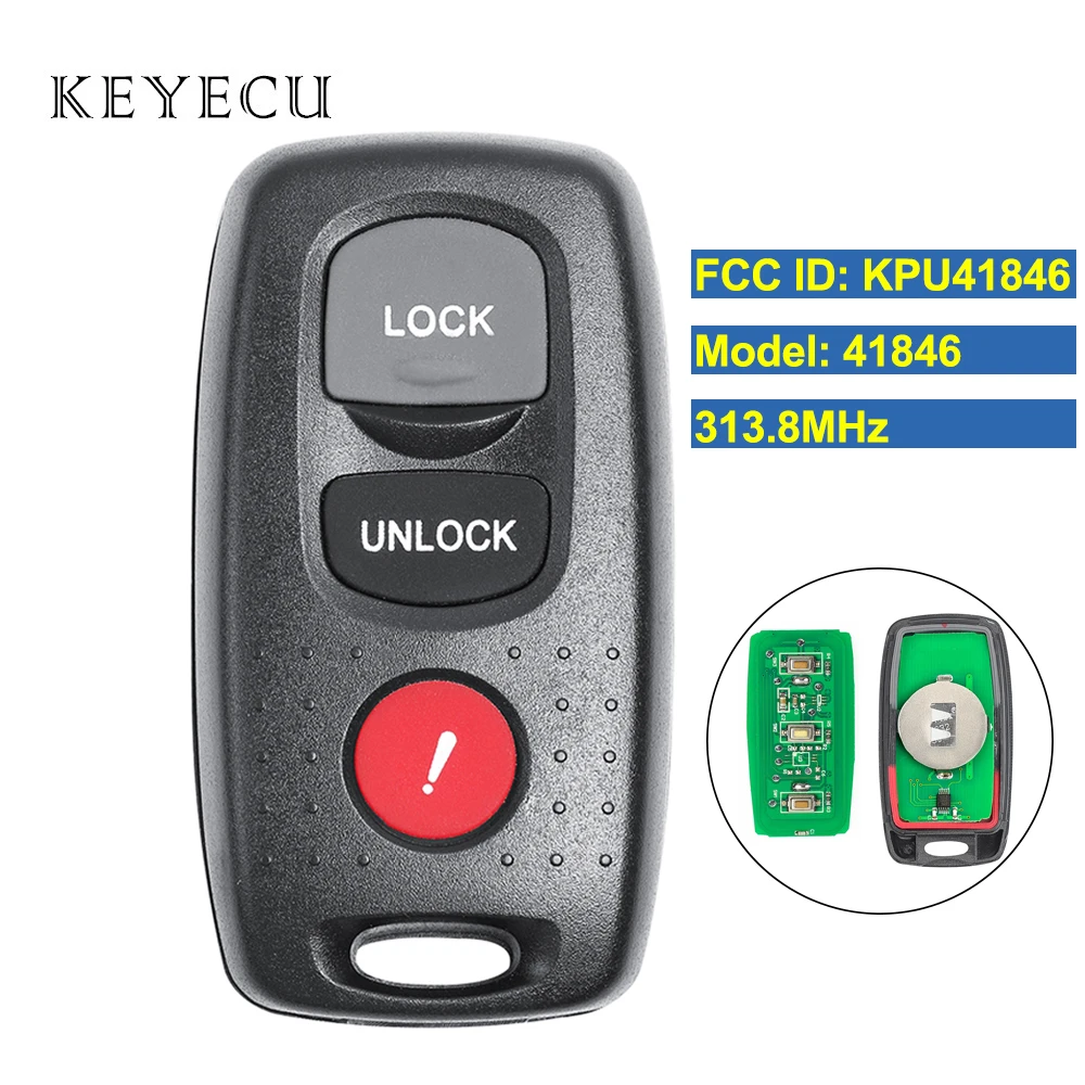 

Remote Control Car Key Fob Replacement 3 Buttons 313.8Mhz for Mazda 3 6 FCC ID: KPU41846, Model: 41846