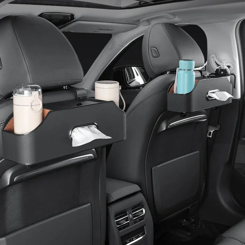 Car Multifunctional Leather Tissue Storage Box Under Seat Cute Auto Back Seat Paper Bag Place Water Cup Creative Portability