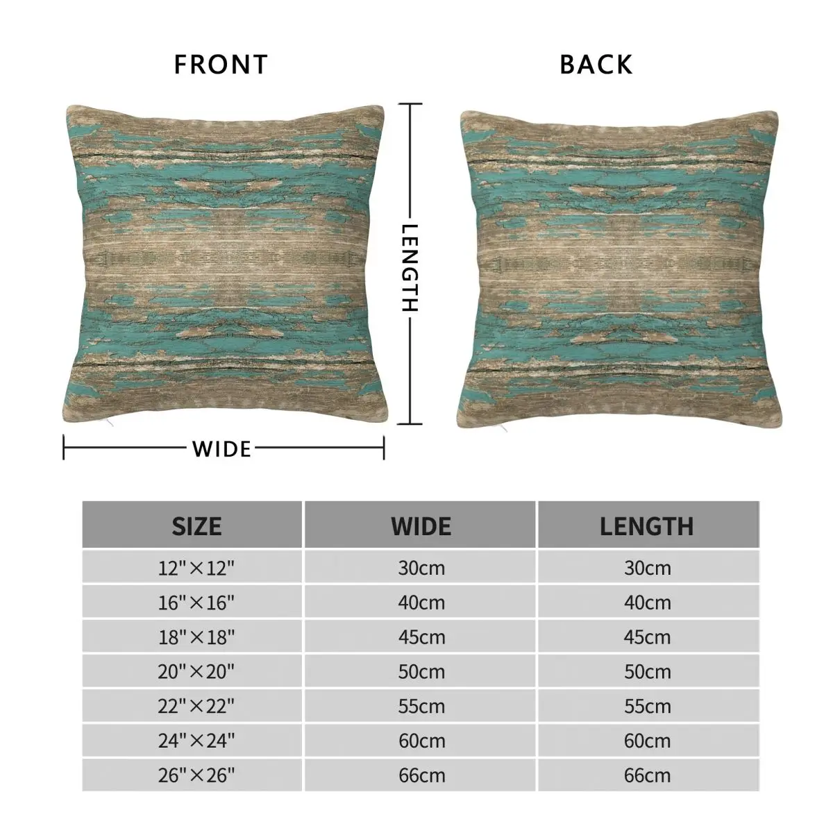 Rustic Wood Weathered Turquoise Square Pillowcase Polyester Linen Velvet Printed Zip Decor Pillow Case Bed Cushion Cover