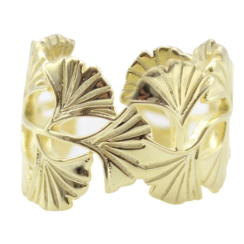 925 Sterling Silver Ginkgo Biloba Rings For Women Counple Wedding Engagement Girl Vintage Fine Jewelry Accessories