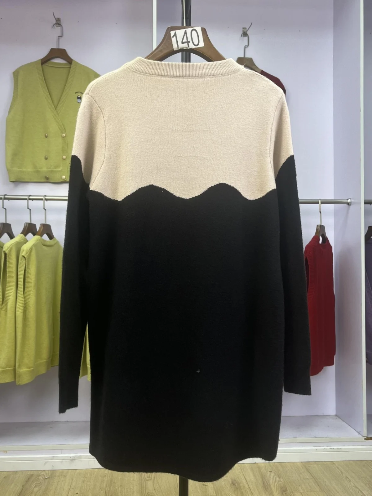 Thiened 중간 길이 니트 스웨터 여성용 루즈핏 Dr-Sle 탑 캐주얼 레이지 슬레 컬러 콜리온 가을 따뜻한 스웨터