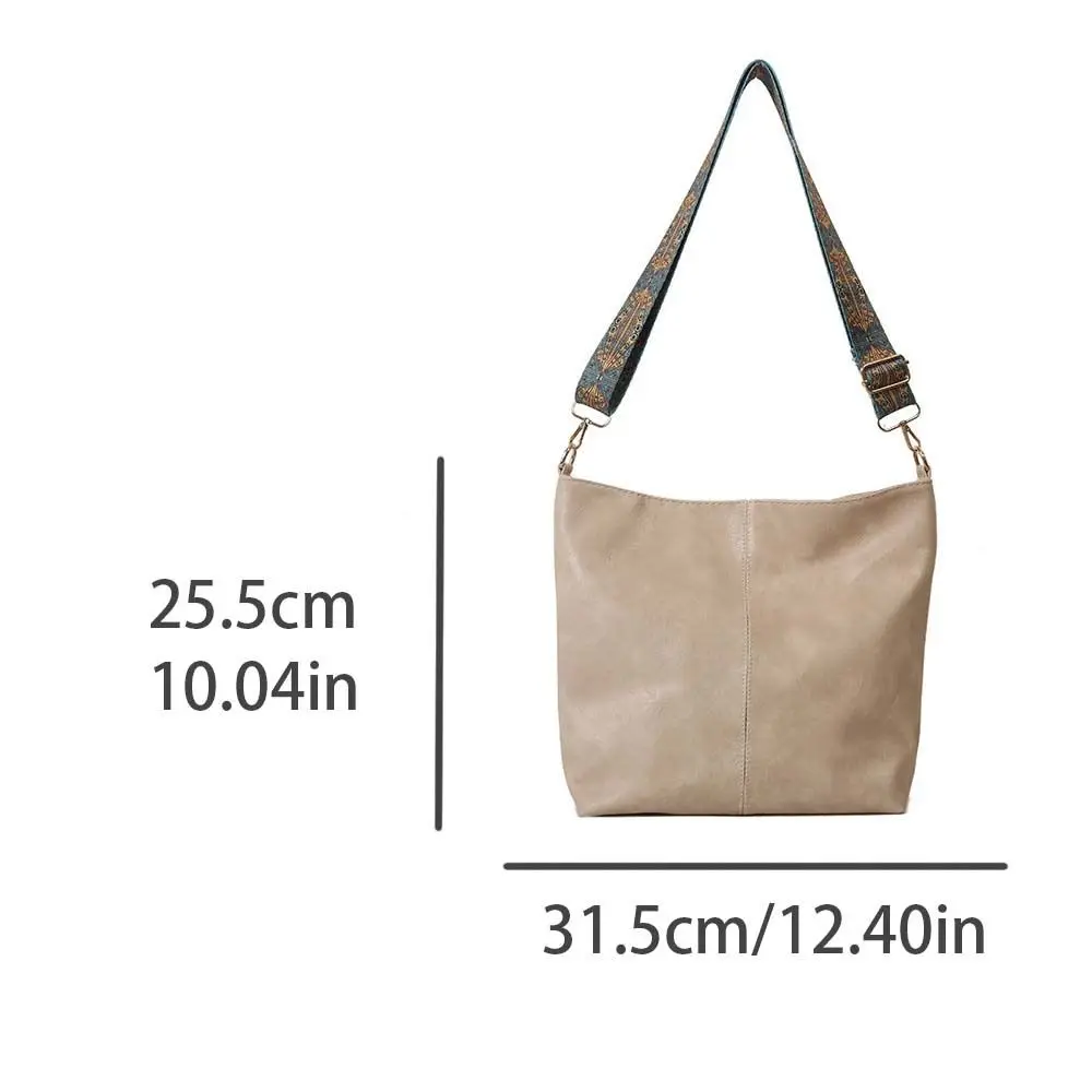 Bolso de mano de cuero PU de Color sólido, bolso de hombro Simple con cremallera de gran capacidad, bolso cruzado de compras, bolso de cubo con mensaje