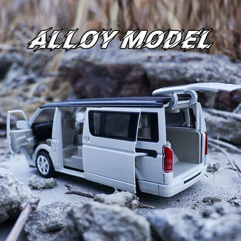 1:32 Toyota Hiace MPV Zinc Alloy Car Model Toys Diecast Van Simulated Business Vehicles Light Sound Toys For Boys Birthday Gifts