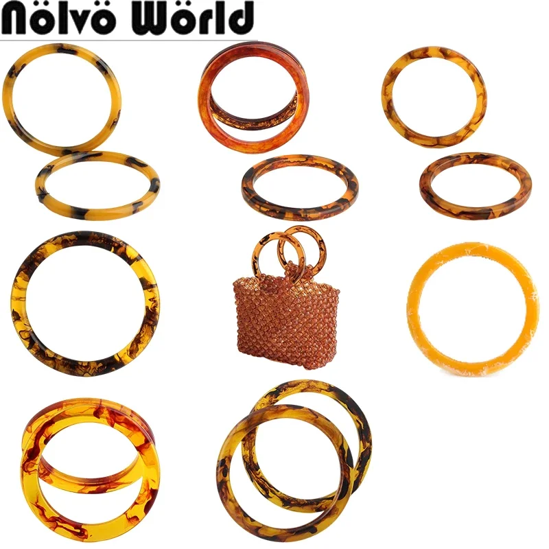 Amber Resin Round Bags Handles For Women Handcrafted Handbags Purse Frame Replacement DIY Bags Handmade Hardware Accessories