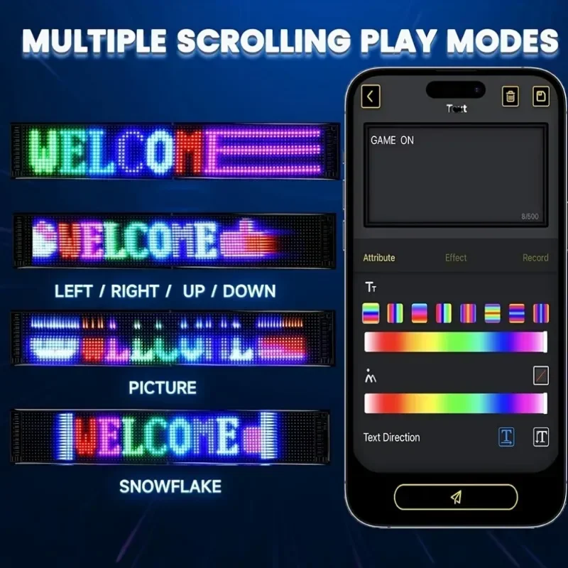 Elastyczny ekran LED do samochodu 13,7x4 cale 2 szt. USB 5V, sterowanie przez APP/pilot, IP65 wodoodporny, programowalny dodatek dekoracyjny DIY