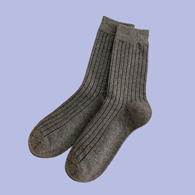 Chaussettes mi-mollet classiques pour hommes, chaussettes décontractées unies, document solide, haute qualité, tout match, mode 2024, 5 paires