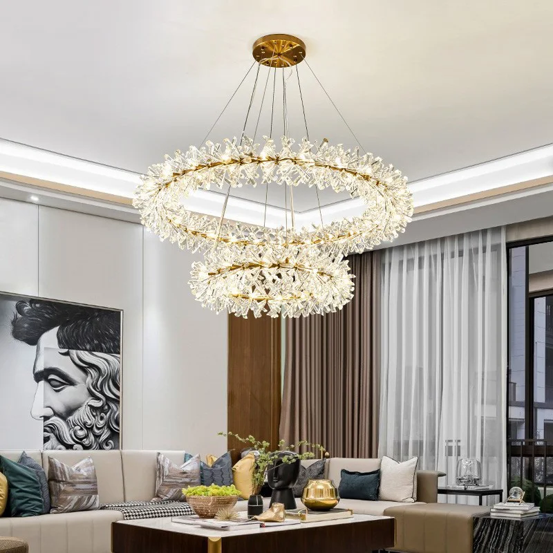 

K9 Crystal Flower Chandelier Energy Saving G4 LED Ceiling Light for Villa Living Dining Room Bedroom Lighting Decorative Fixture