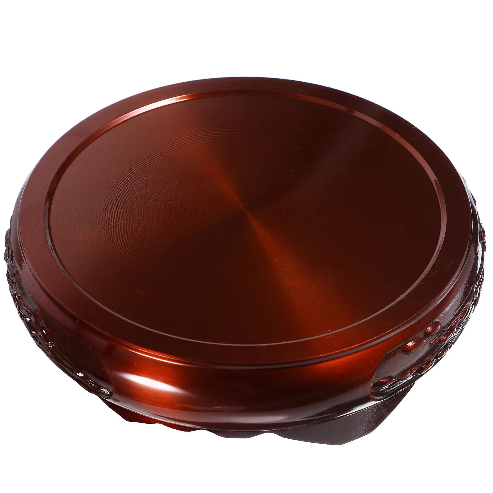 Oriental Chinese Copper Round Pedestal Base Handmade Display Stand For Censer Decorative Stone Ornament Elegant Decoration