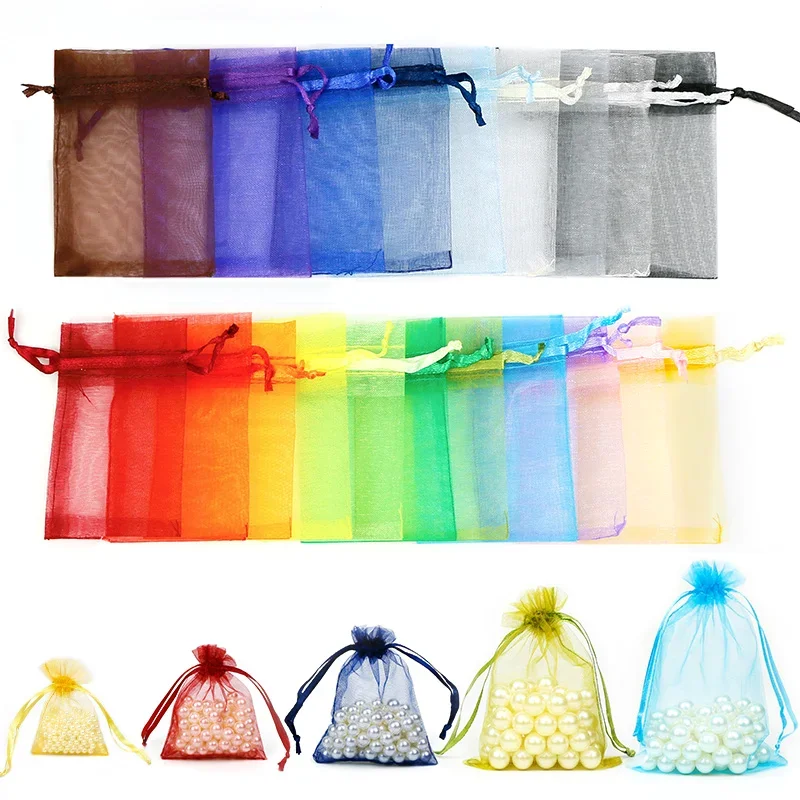 

50Pcs Jewelry Organza Bag Sachet Packaging Gift Bags Candy Pouches Wedding gifts for Guests Packing Favors Pouch Bags Sweets