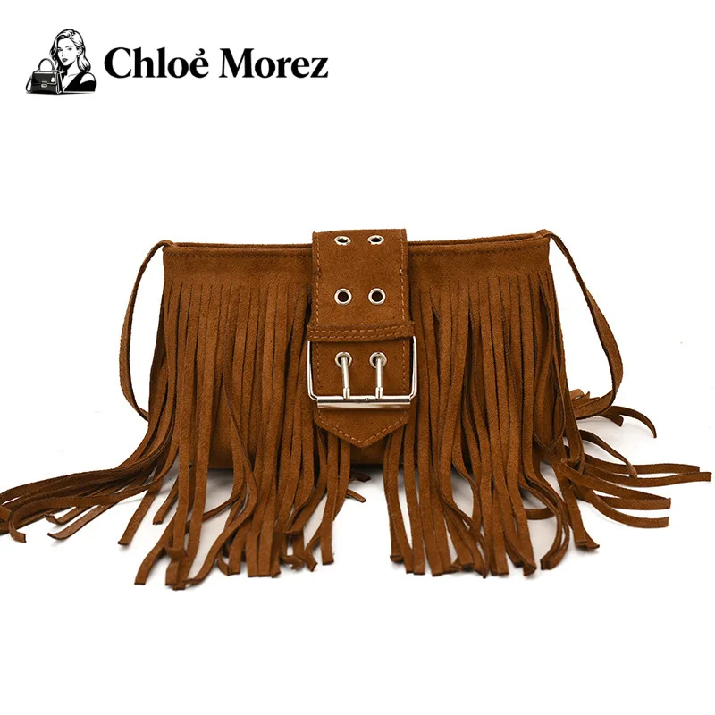 

Women's Bag New Fashionable Tassel Shoulder Bag Niche Versatile Retro Crossbody Small Square Bag Handbag