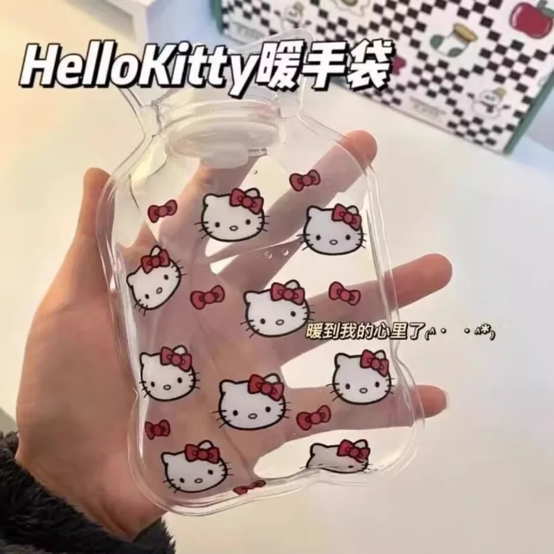 Helllo Kitty Transparent Hot Water Bottle Bag Winter Warm Kuromi Sanrios Cartoon Cute Portable Hand Foot Warmer Fashion Gift Toy