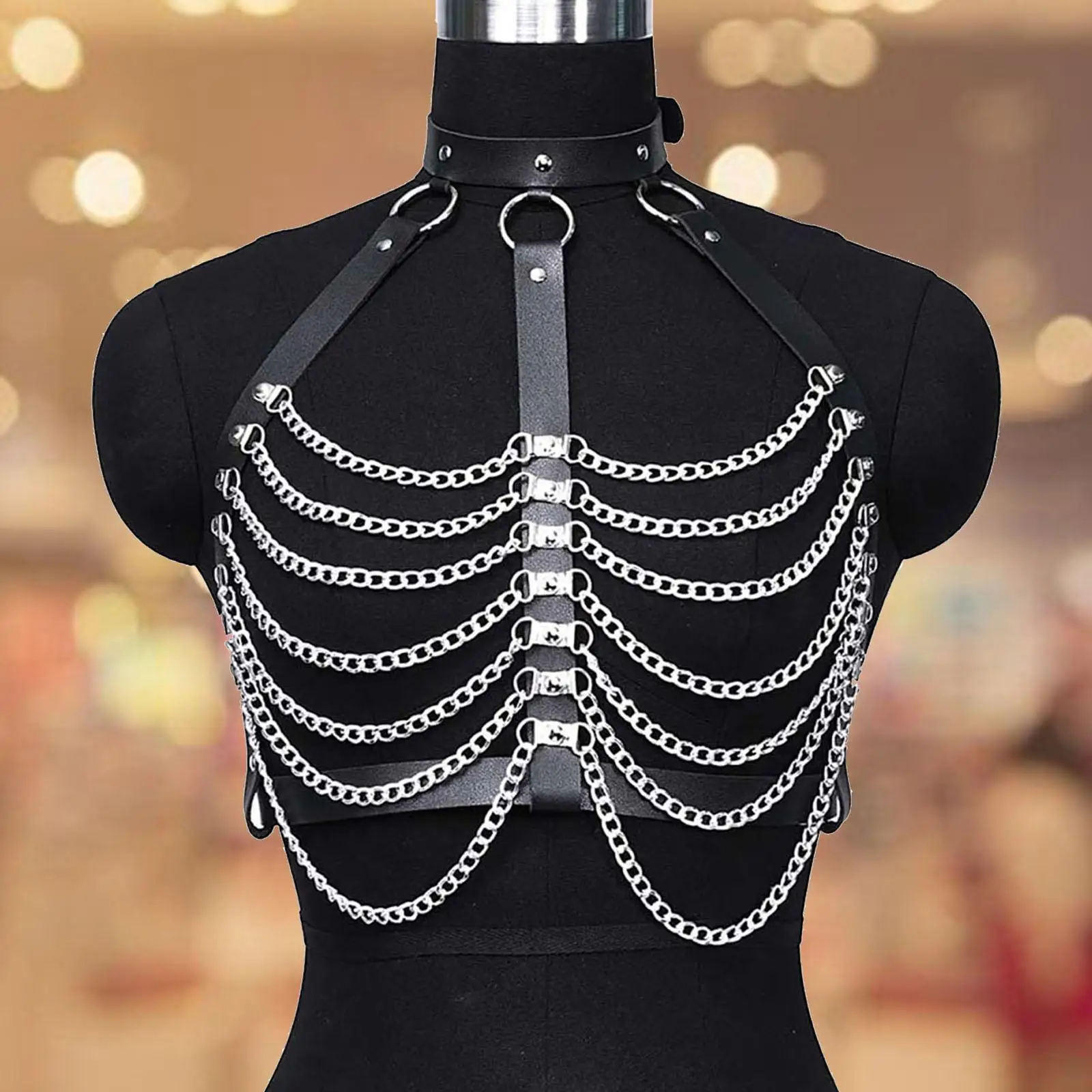 Punk borstketting zwarte lichaamssieraden accessoires voor festivaldansfeest