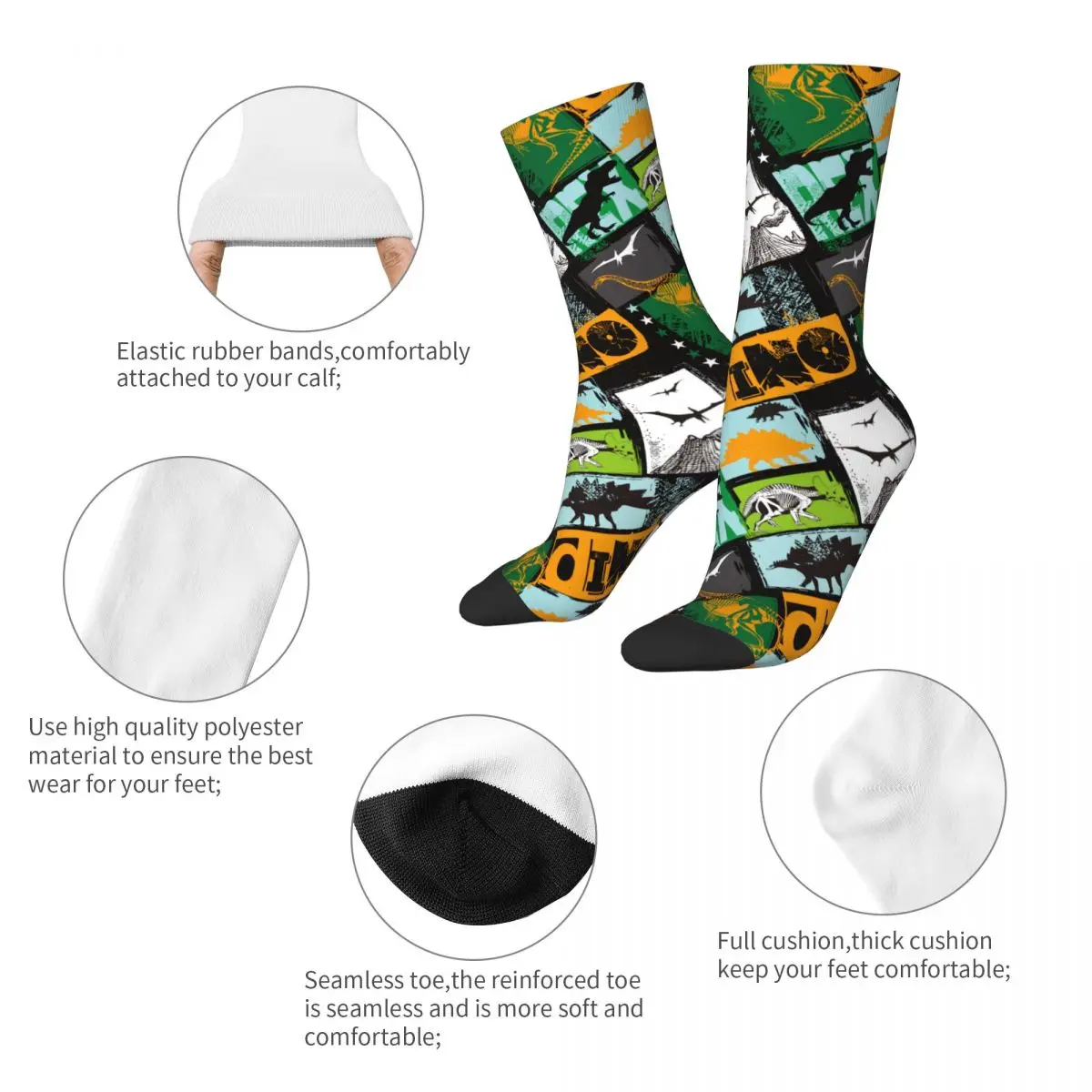 Winter Warm Hip-hop Unisex T-Rex Dinosaur Socks Grunge Animal Breathable Basketball Socks