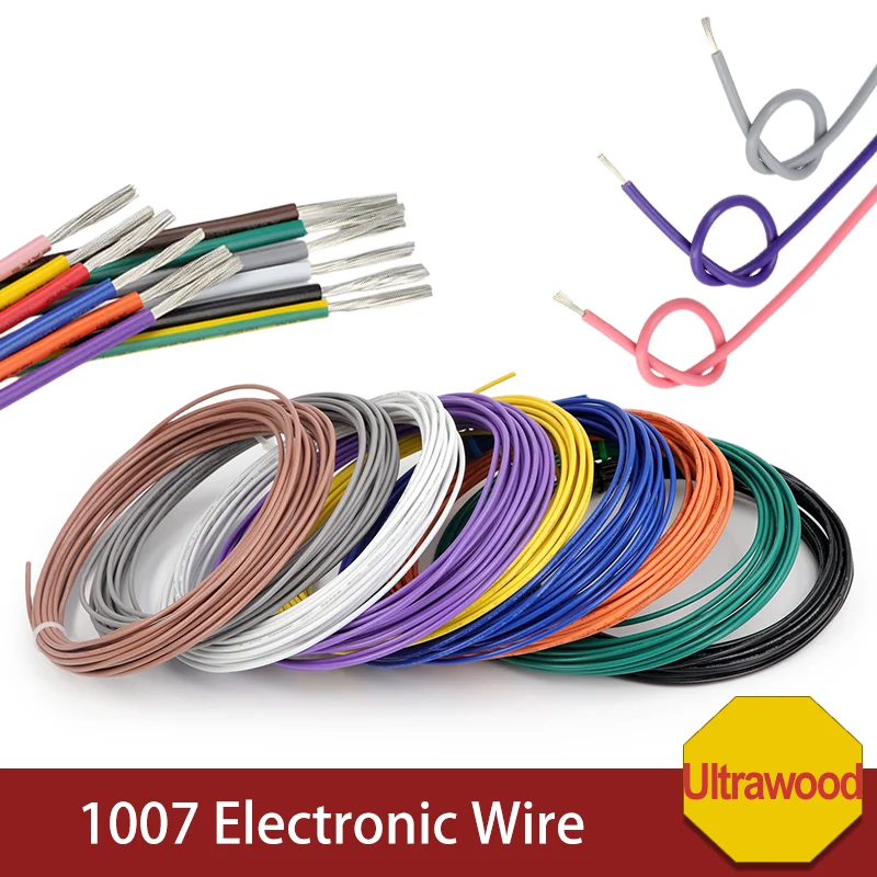 5~100m 1007 Electronic Wire30 28 26 24 22 20 18 16AWG Flexible Cable PVC Insulated Tin-plated Copper Environmental LED Line