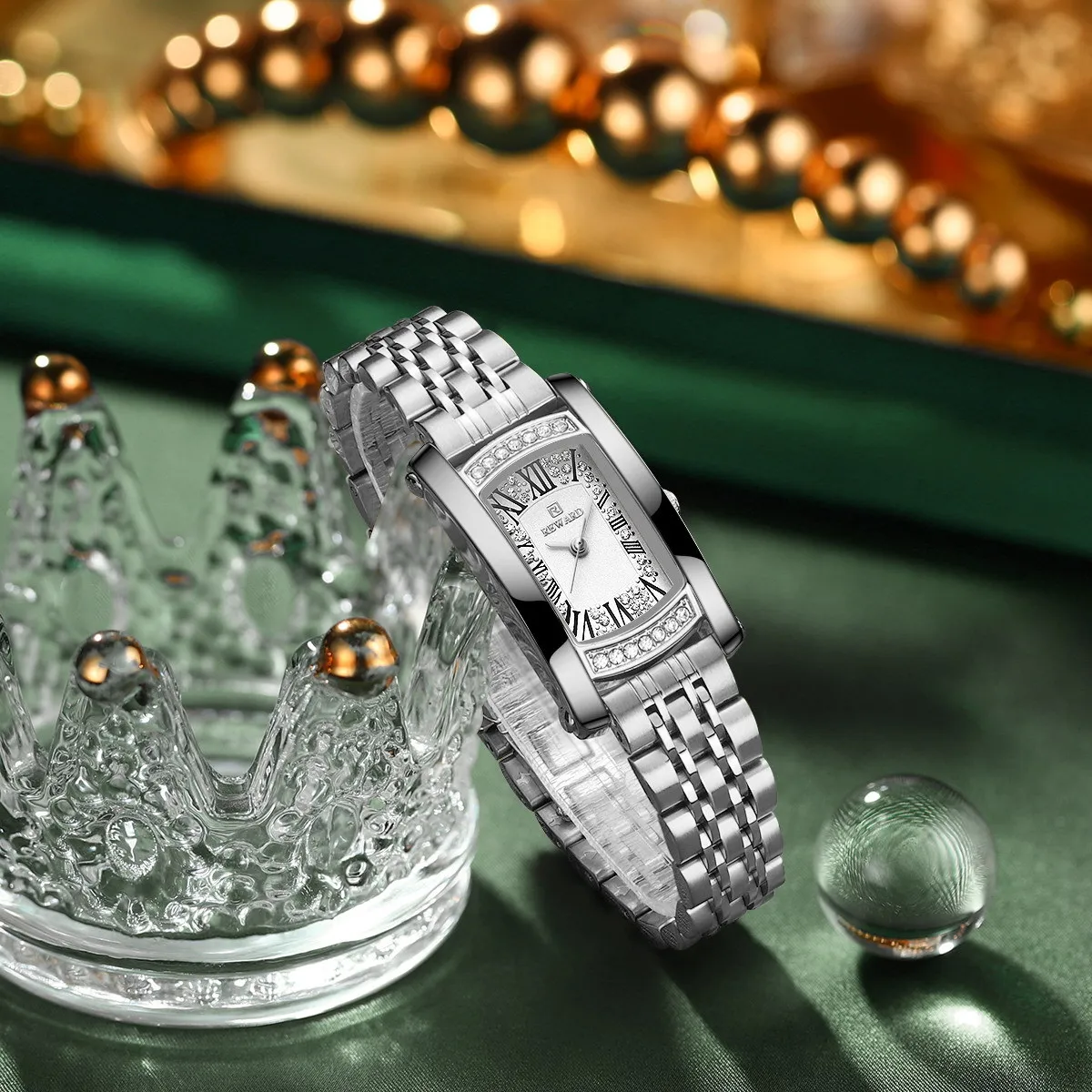 W atch al quarzo quadrato da donna di lusso superiore, orologio impermeabile squisito alla moda di lusso leggero, orologio da donna