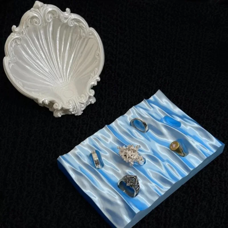 Goods Ring Display Jewelry Tray Satin Texture Ring Holder Decorative Trinket Storage Dish Creative Ornament Birthday Gift Women