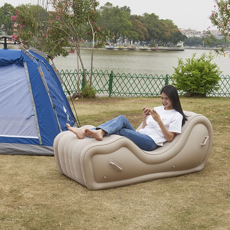 Built in Pump Garden Sofa Lazy Chair Folding Inflatable Sofa Bed Furniture Outdoor Armchair PVC Waterproof Air Chaise Lounge