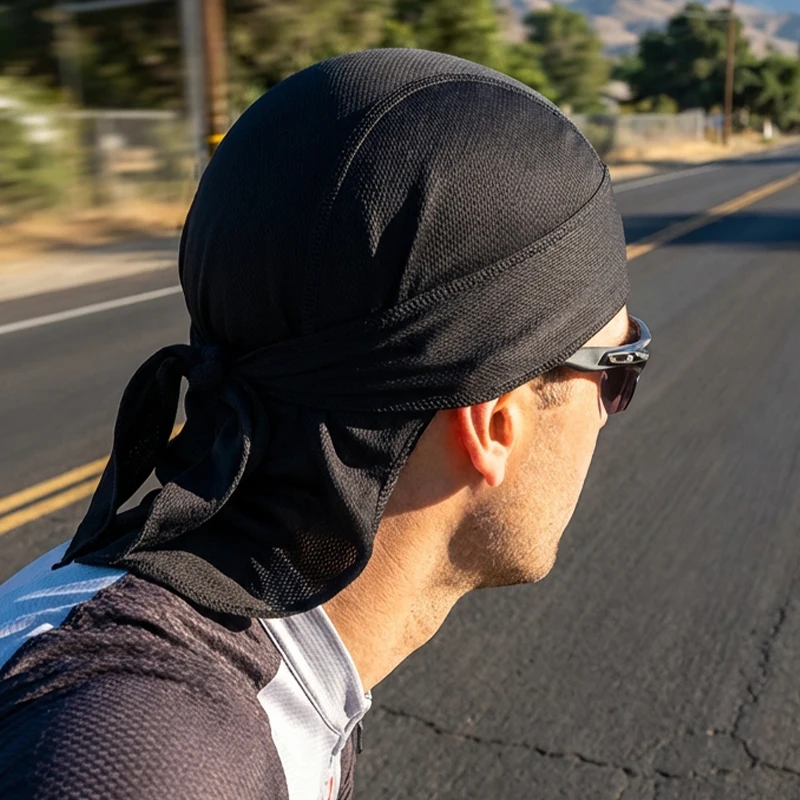Men Sweat Wicking Mesh Skull Cap Pirate Durag Bandana Helmet Inner Cover for Cycling Running Outdoor Sports