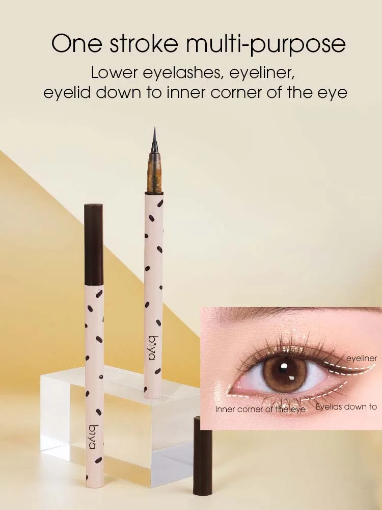 The lower eyelash pencil is waterproof, not easy to smudge, durable, extremely fine eyeliner liquid pen, brown beginner