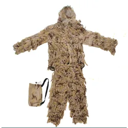 3D kombinezon polowania na pustynię Camo Yowie strój Ghillie Airsoft w ciemno odzież myśliwska zestawy na zewnątrz kurtka z kapturem